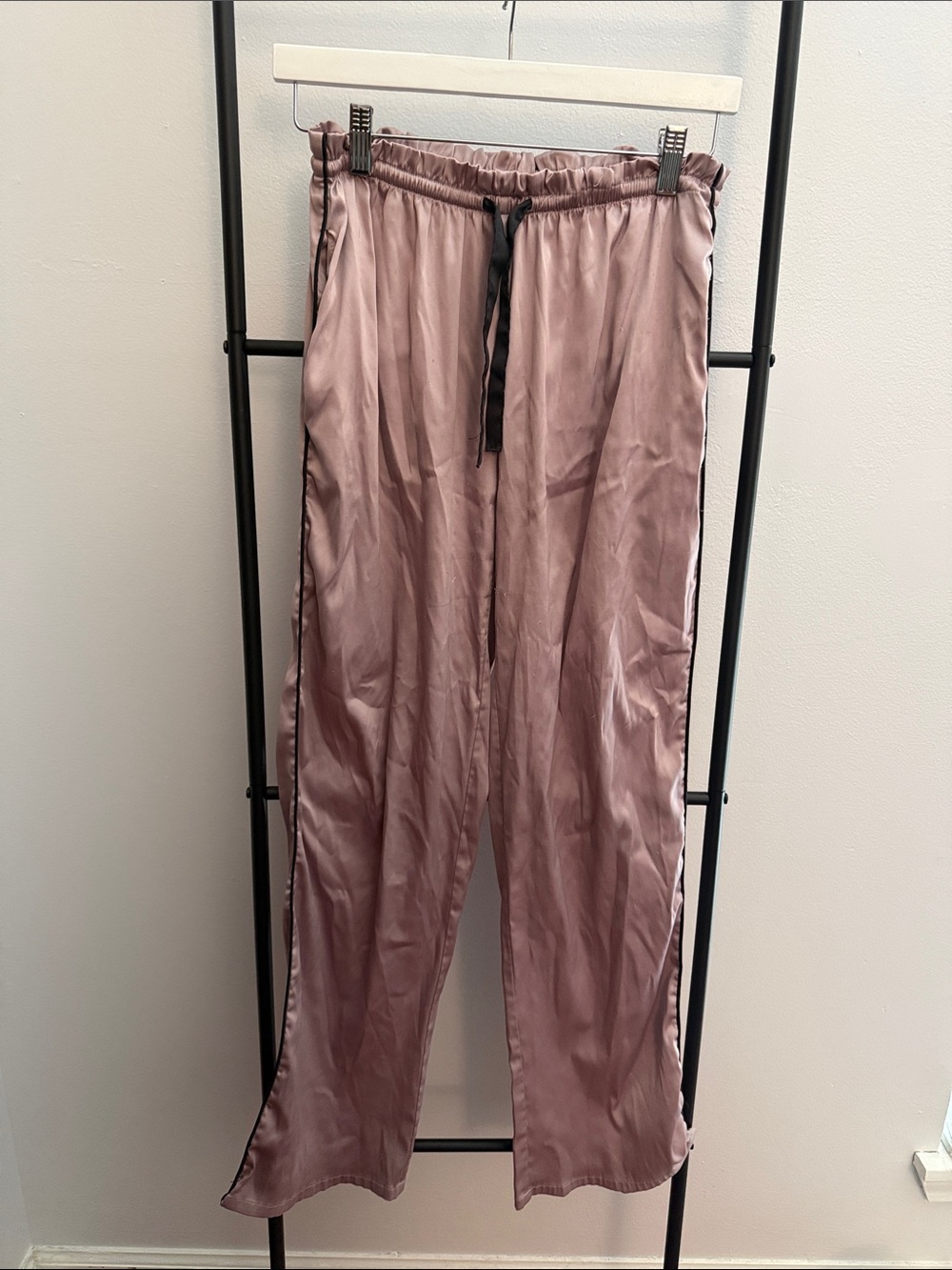 Victoria's Secret Satin Joggers in Mauve with Black Trim